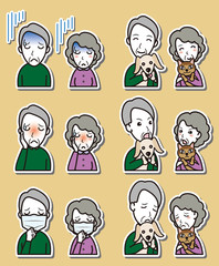 カップルの表情のイラスト : 老夫婦