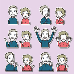 カップルの表情のイラスト : 老夫婦