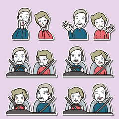 カップルの表情のイラスト : 老夫婦