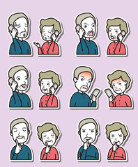 カップルの表情のイラスト : 老夫婦