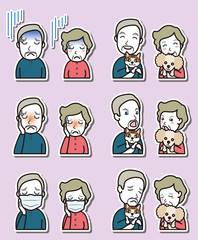 カップルの表情のイラスト : 老夫婦