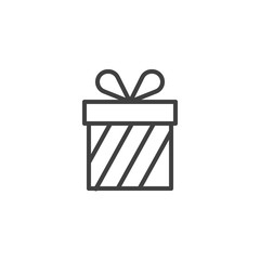 Gift box with stripes line icon. linear style sign for mobile concept and web design. Striped gift box with bow ribbon outline vector icon. Symbol, logo illustration. Vector graphics