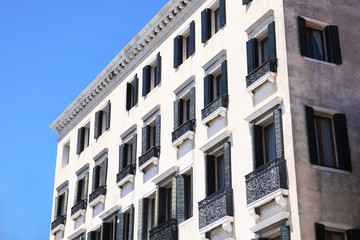 View of beautiful old building with windows