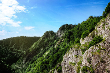 Obraz premium Picturesque view of beautiful mountains on sunny day