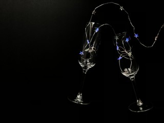 Glass with christmas ligths inside