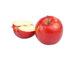 Ripe juicy red apples on white background