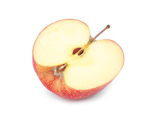 Half of ripe red apple on white background