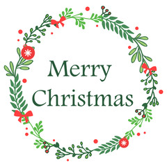 Nature green leafy flower frame, for text design of merry christmas. Vector