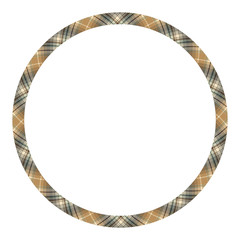 Circle borders and frames vector. Round border pattern geometric vintage frame design. Scottish tartan plaid fabric texture. Template for gift card, collage, scrapbook or photo album and portrait..