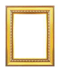 gold picture frame isolated on white