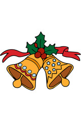 Naklejka premium Colorful cartoon illustration of Christmas bells
