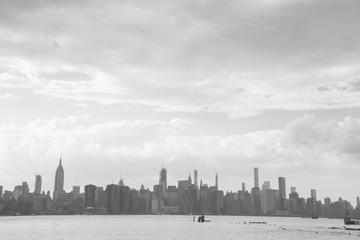 New york city skyline on cloudy day
