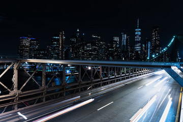 Fototapeta na wymiar Motion blur bridge with cars at night