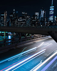 Fototapeta na wymiar Motion blur bridge with vehicles at night