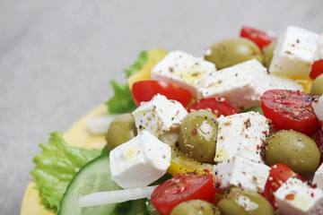 Traditional Greek salad on the plate