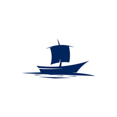 sailboat silhouette icon logo design vector