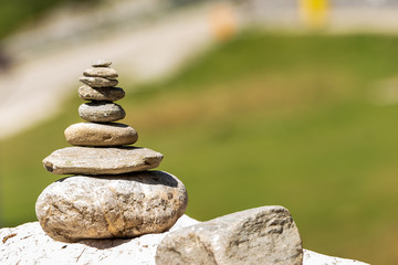 Pile of rocks stone in Bucegi mountains, Bucegi National Park, Romania. Zen concept