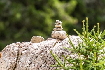 Pile of rocks stone in Bucegi mountains, Bucegi National Park, Romania. Zen concept