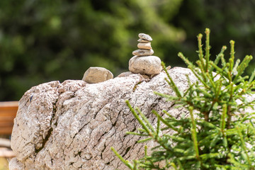Pile of rocks stone in Bucegi mountains, Bucegi National Park, Romania. Zen concept