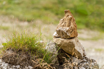 Pile of rocks stone in Bucegi mountains, Bucegi National Park, Romania. Zen concept