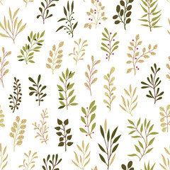 Fototapeta premium Seamless Branch Pattern. Hand Drawn Vector Illustration.