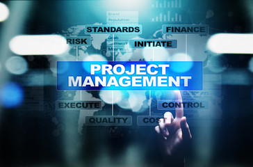 Fototapeta na wymiar Project management diagram on virtual screen. Business, Finance and technology concept.