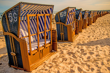 beach chairs at the Baltic Sea in Poland