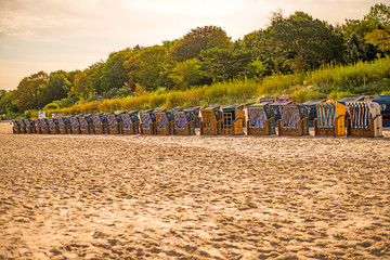 beach chairs at the Baltic Sea in Poland