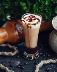 cold frappe with cream on table