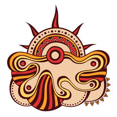 Abstract composition, isolated on white background. Rising sun.