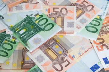 Obraz na płótnie Canvas Euro banknote. euro currency bills.saving and making money concept.euro is the common currency for 19 countries in the eurozone