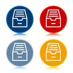 Folder archive cabinet icon trendy flat round buttons set illustration design