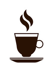 Mug of hot drink icon. Vector silhouette brown isolated illustration on white.