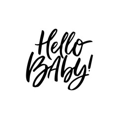 Hello baby freehand black ink inscription script black