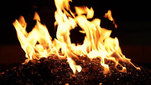 Footage - Close-up, roaring fire with blurred flames