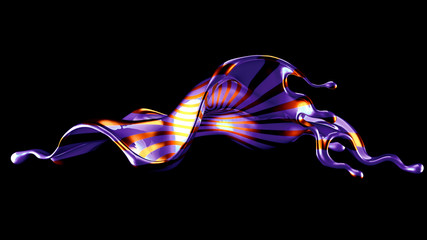 Obraz premium Beautiful elegant metal splash on a black background. 3d illustration, 3d rendering.