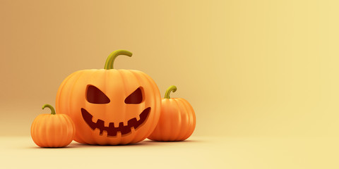 Halloween pumpkin lantern on the background. 3D render illustration