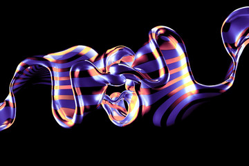 Beautiful elegant metal splash on a black background. 3d illustration, 3d rendering.