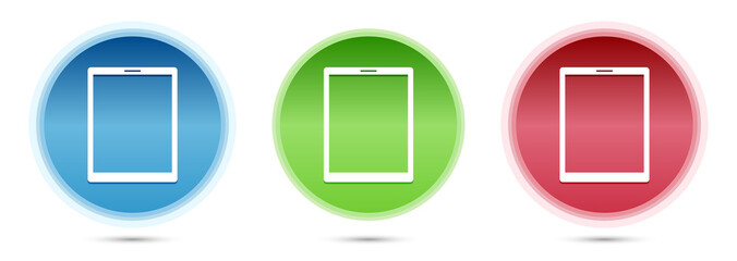 Tablet icon glass round buttons set illustration