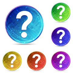 Question mark icon digital abstract round buttons set illustration