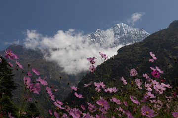 Everest Base Camp Thamserku mountain view from lukla to phakding and namche bazaar,Nepal
