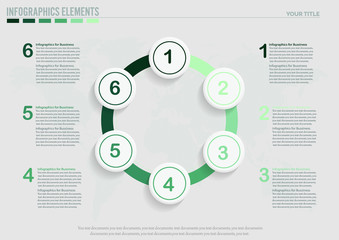 6 circles infographic.Template for cycle diagram, graph, presentation and round chart. Business concept with 6 options, parts, steps or processes. Stroke icons. - Vector