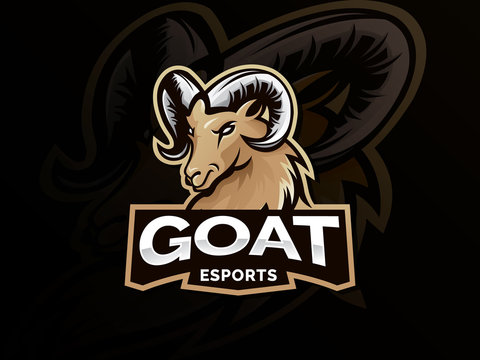 Goat sport logo mascot. Goat, Lamb, Ram, Sheep Esport gaming mascot logo template. Animal head emblem for Esports team. Vector illustration