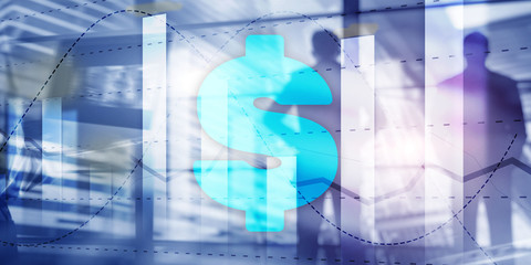 Dollar icon. digital technology. Economic business background.