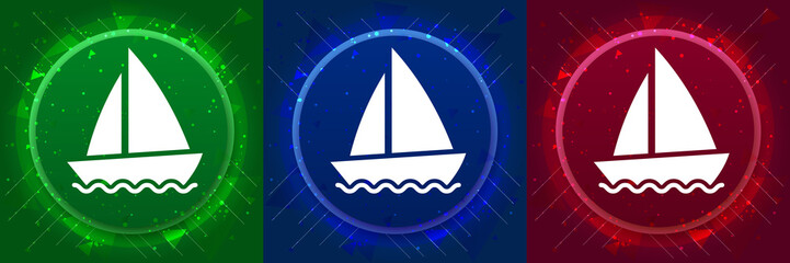Sailboat icon elegant modern design abstract buttons set illustration