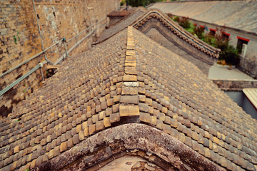 Ancient tiled roof in Forbidden City, Beijing China.