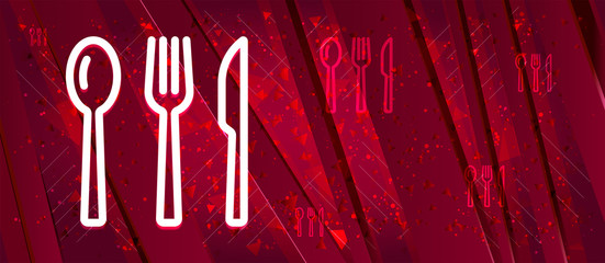 Cutlery icon Abstract design bright red banner background