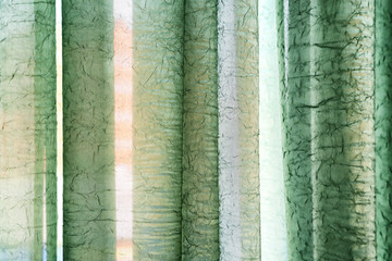 Vertical textile window curtain. Stripes background. Textile texture