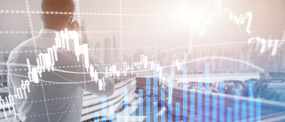 Forex trading, Financial market, Investment concept on business center background