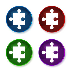 Puzzle icon shiny round buttons set illustration